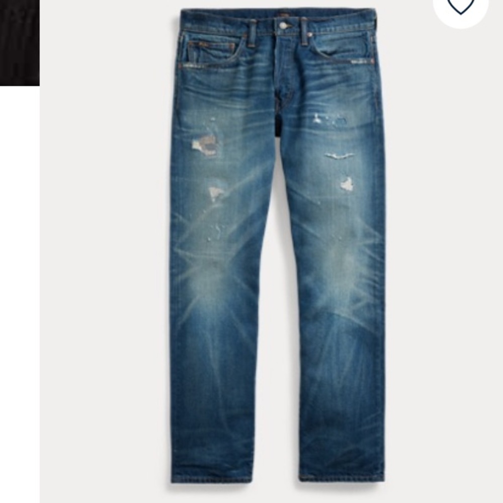 Polo Ralph Lauren Jeans Men’s 34x32 Classic Fit Button Fly Distressed NEW - Picture 8 of 11